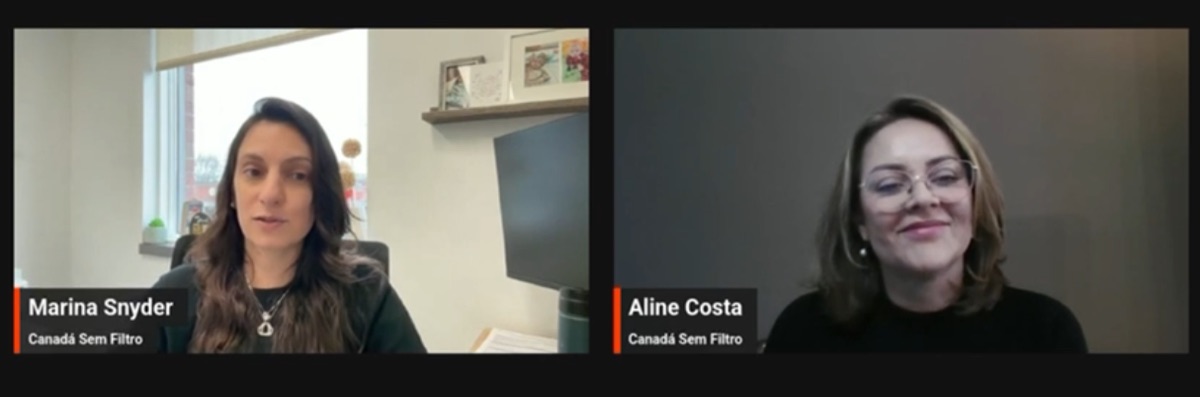 Marina Snyder e Aline Costa durante uma das videoaulas